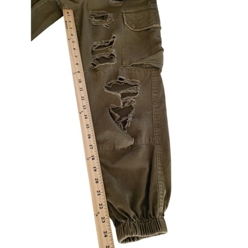 CARMAR CARMAR Olive Green Distressed Cargo Pants Size 26 VTG Grunge Style - Picture 4 of 15